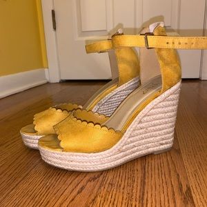 Yellow Wedge Heeled Sandals